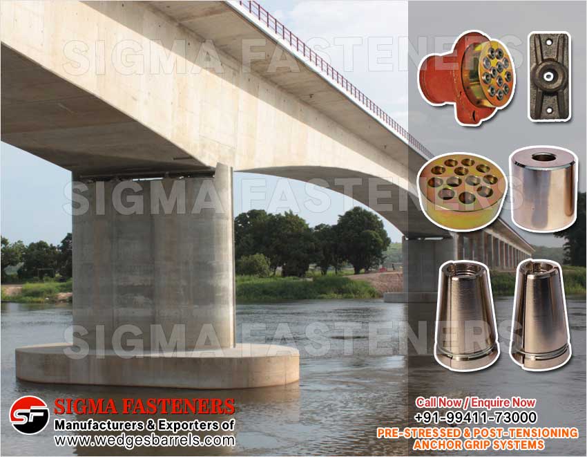 Pre & Post Tensioning Grip Systems Anchor Heads Wedges and Barrels Manufacturers Exporters in India Ludhiana