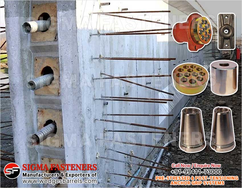 Pre & Post Tensioning Grip Systems Anchor Heads Wedges and Barrels Manufacturers Exporters in India Ludhiana
