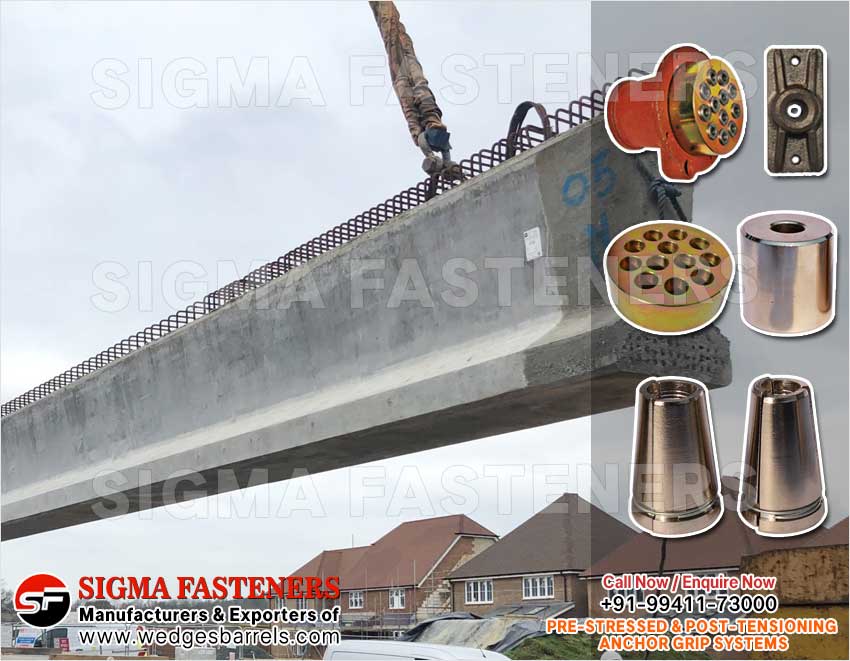 Pre & Post Tensioning Grip Systems Anchor Heads Wedges and Barrels Manufacturers Exporters in India Ludhiana