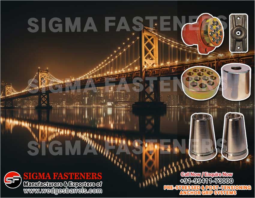 Pre & Post Tensioning Grip Systems Anchor Heads Wedges and Barrels Manufacturers Exporters in India Ludhiana