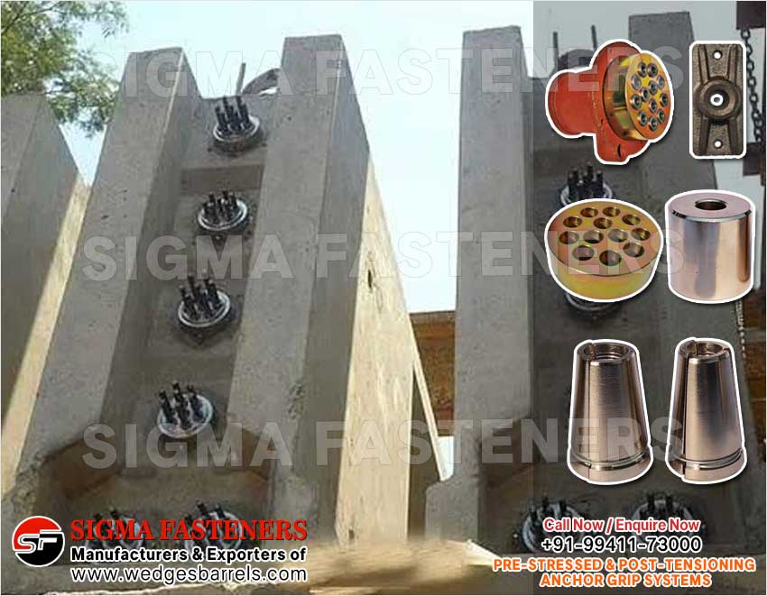 Pre & Post Tensioning Grip Systems Anchor Heads Wedges and Barrels Manufacturers Exporters in India Ludhiana