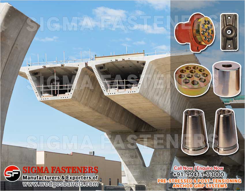 Pre & Post Tensioning Grip Systems Anchor Heads Wedges and Barrels Manufacturers Exporters in India Ludhiana