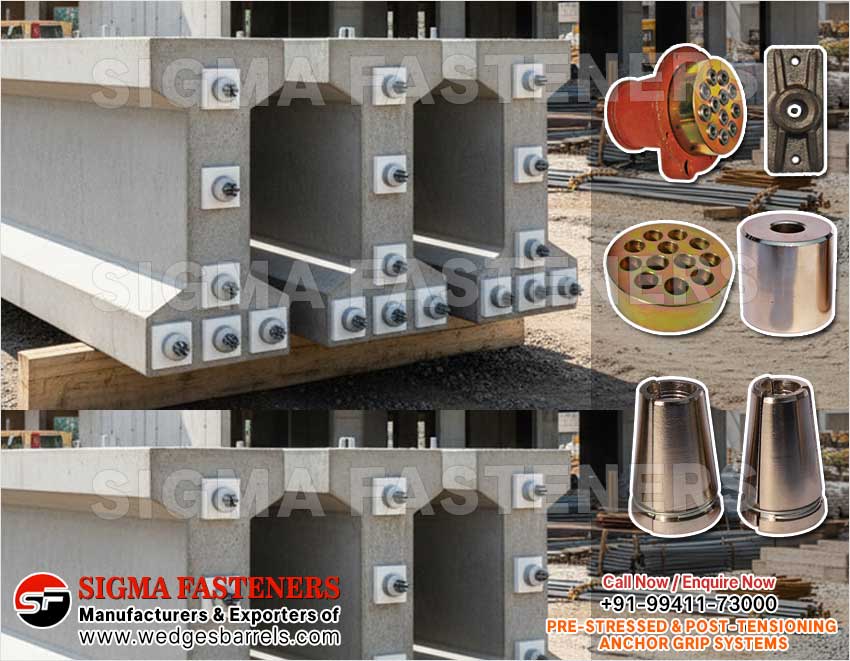 Pre & Post Tensioning Grip Systems Anchor Heads Wedges and Barrels Manufacturers Exporters in India Ludhiana