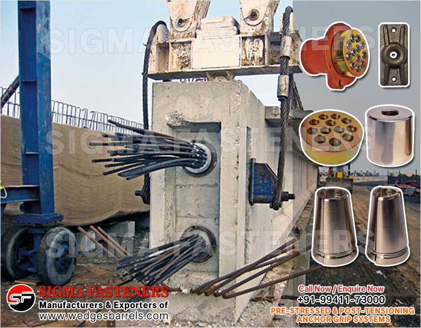 Pre & Post Tensioning Grip Systems Anchor Heads Wedges and Barrels Manufacturers Exporters in India Ludhiana
