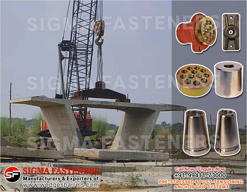 Pre & Post Tensioning Grip Systems Anchor Heads Wedges and Barrels Manufacturers Exporters in India Ludhiana