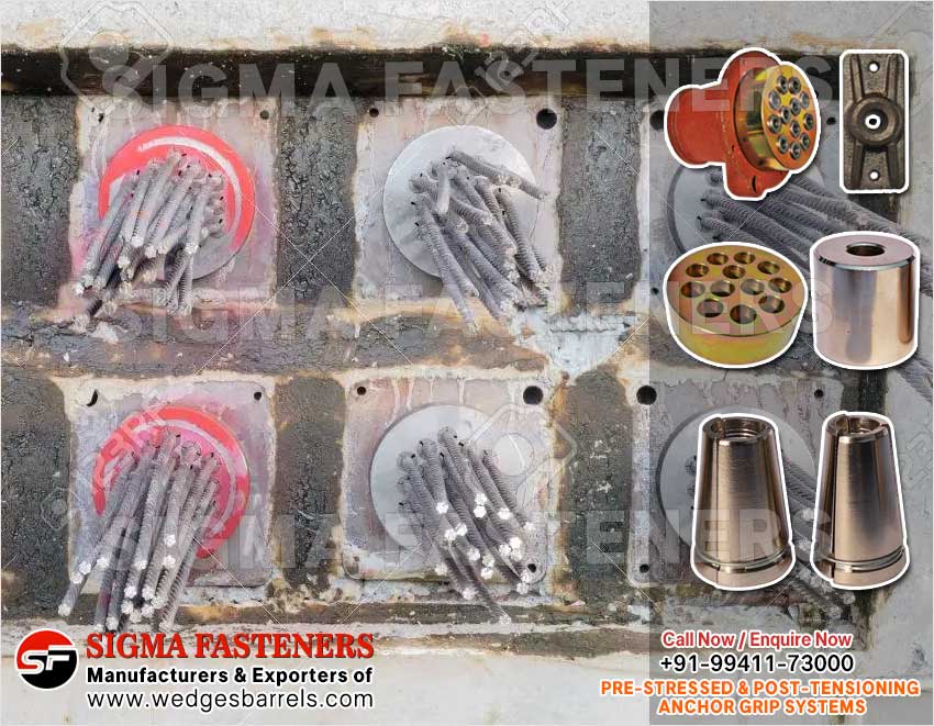 Pre & Post Tensioning Grip Systems Anchor Heads Wedges and Barrels Manufacturers Exporters in India Ludhiana