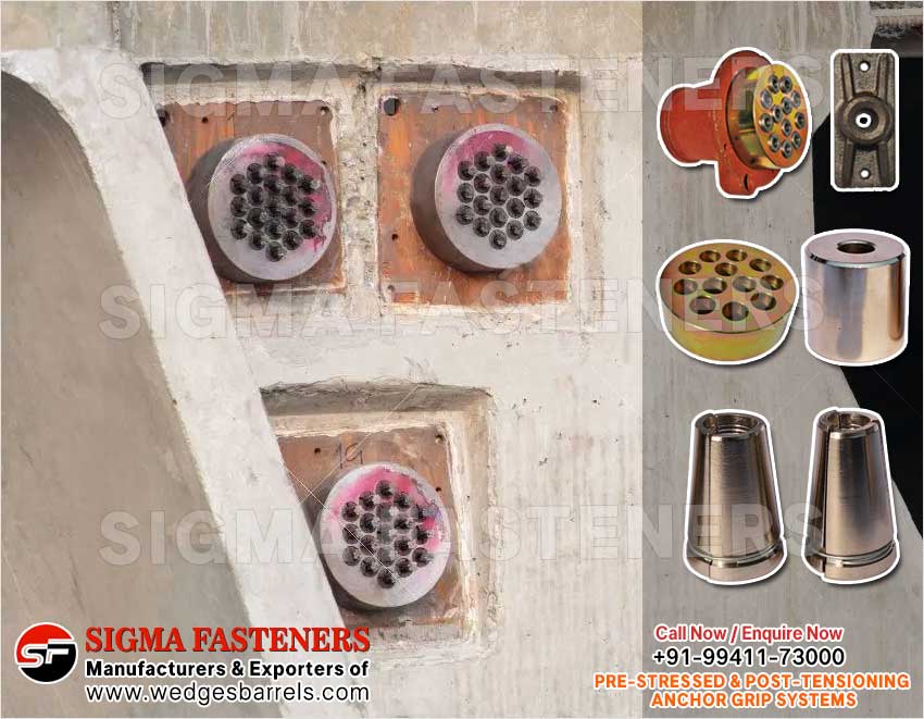 Pre & Post Tensioning Grip Systems Anchor Heads Wedges and Barrels Manufacturers Exporters in India Ludhiana