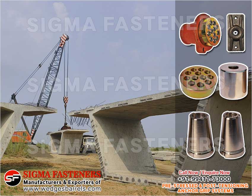 Pre & Post Tensioning Grip Systems Anchor Heads Wedges and Barrels Manufacturers Exporters in India Ludhiana