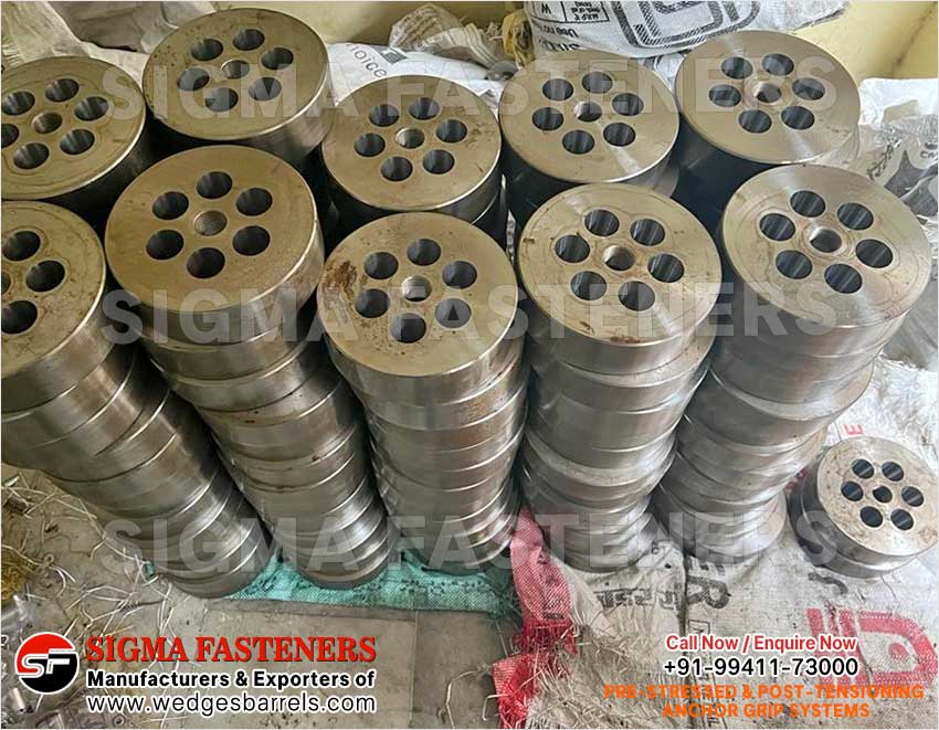 Pre & Post Tensioning Grip Systems Anchor Heads Wedges and Barrels Manufacturers Exporters in India Ludhiana